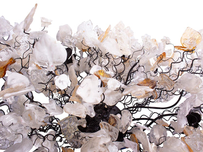 Oval Flush Mount Ceiling Light: Large 34x20 Resin Flowers Leaves Gold White G9 Bulb
