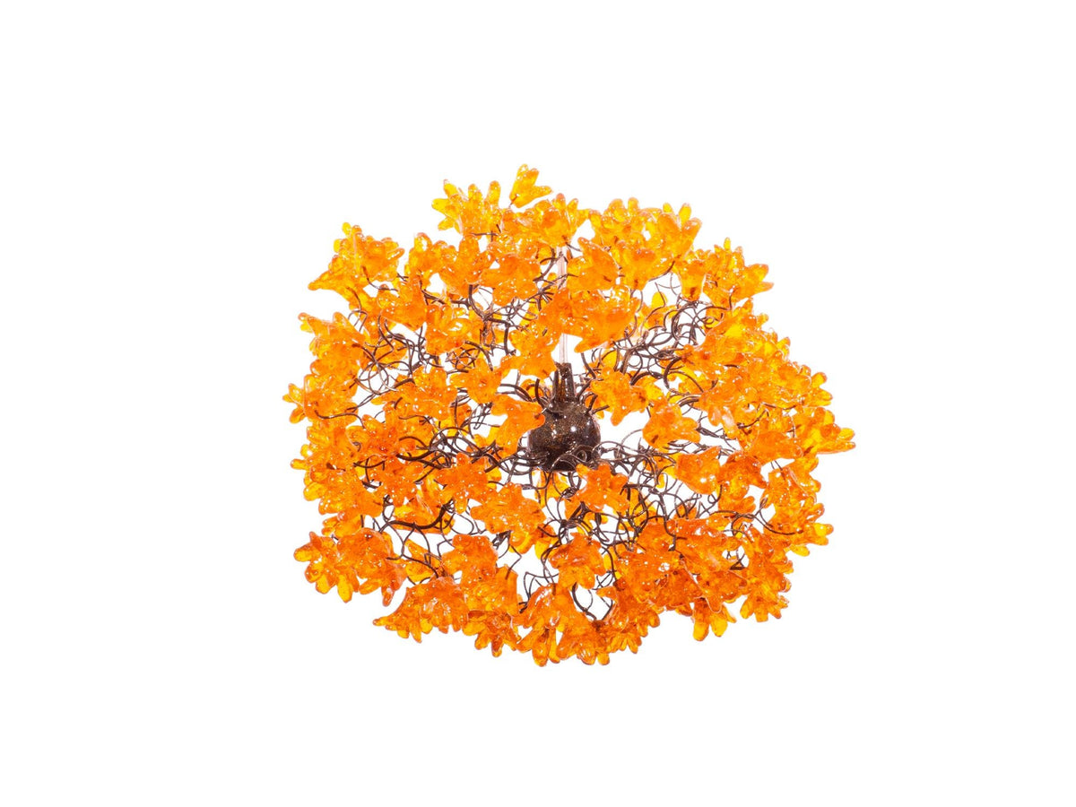 Hanging pendants light with yellow flowers for bedroom, bathroom, toilette or kitchen island .