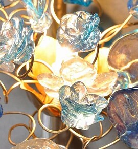 Blue Resin Flower Wall Sconce: Handmade Floral Wall Lighting