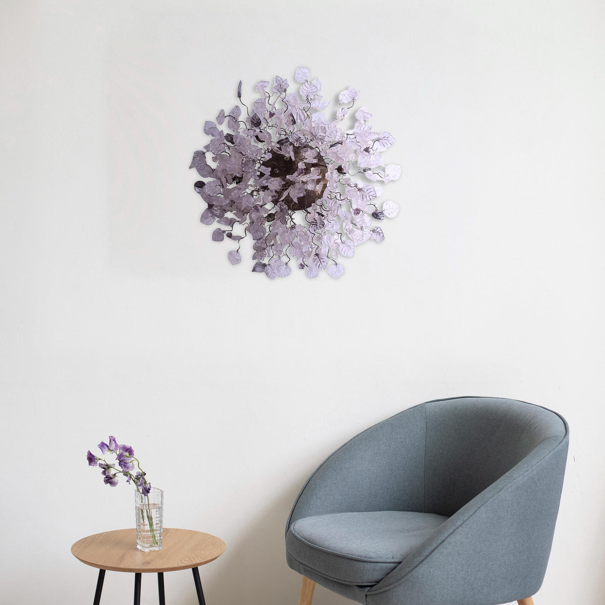 30 inch Flush Mount Ceiling Light: Resin Flowers Leaves G9 LED Kitchen Living Dining Room Bronze