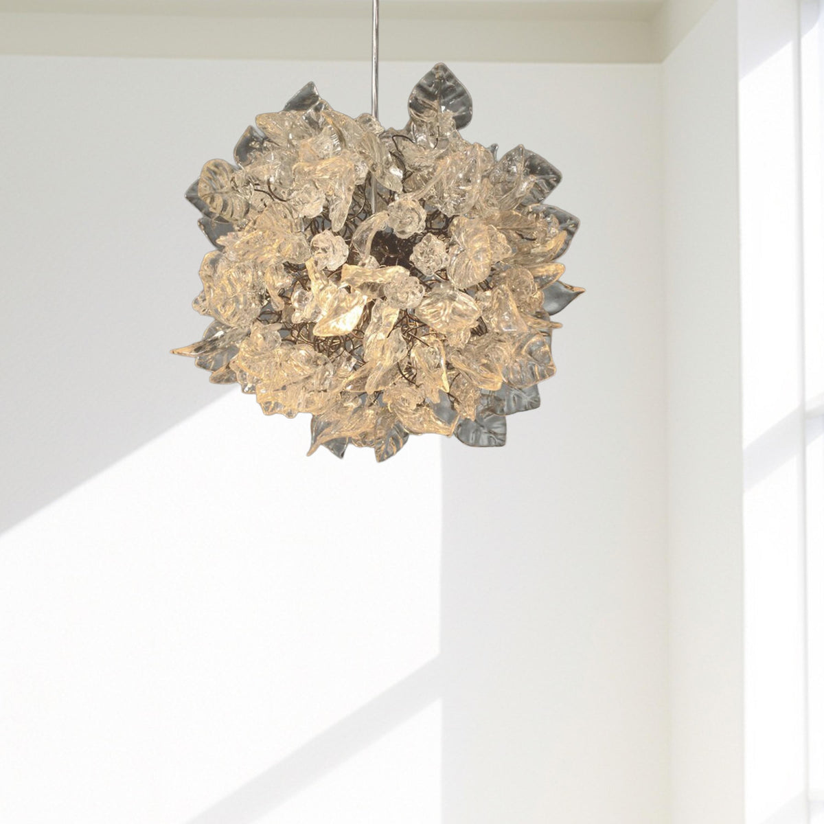 Clear Resin Flower Chandelier: Modern Hanging Light, 13" Diameter