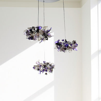 Island falls, Pendant Chandelier ceiling lighting, Ceiling light flowers and leaves round shape for Kitchen Island Dining Room.