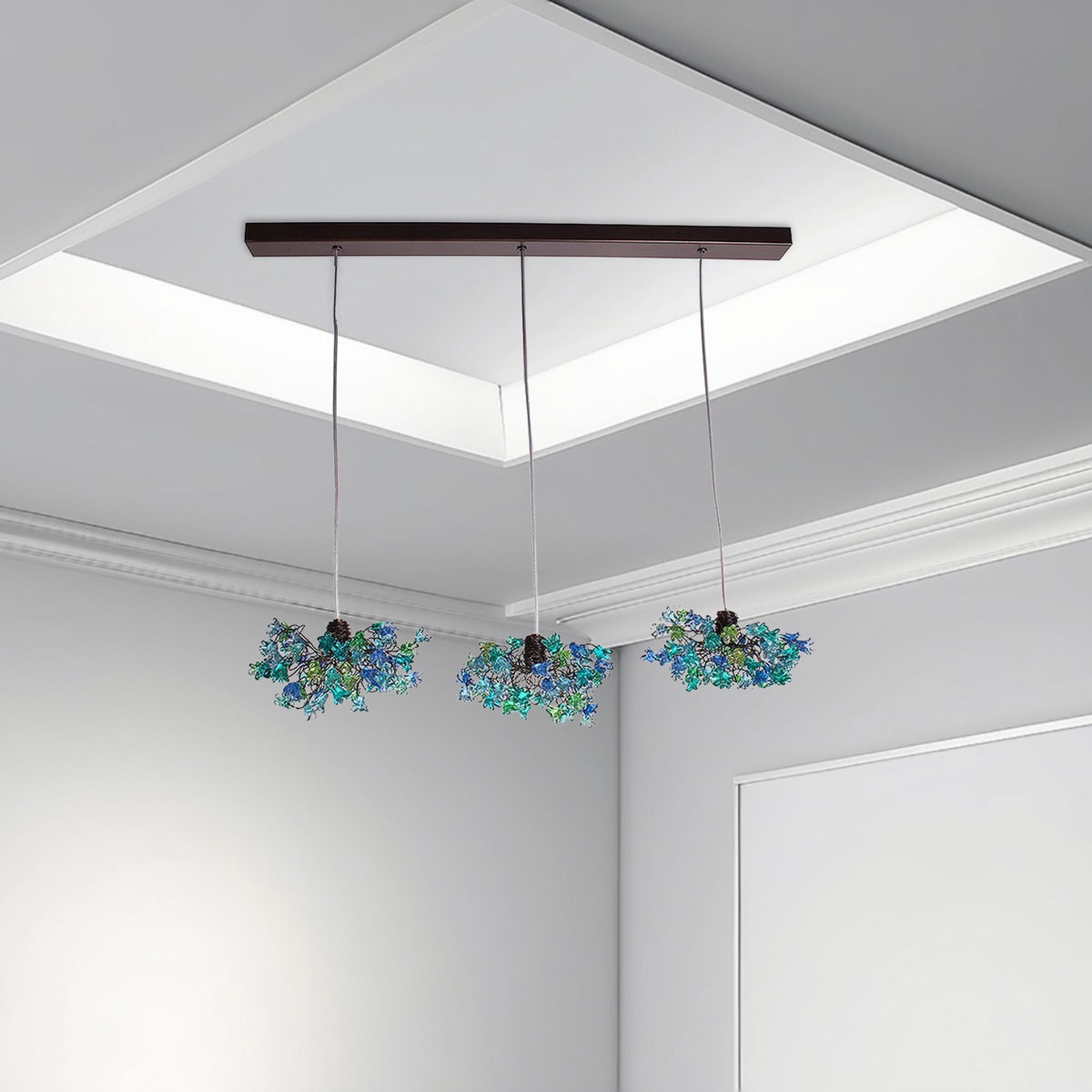 Pendant Lights, Island Kitchen Light with sea color. ceiling lighting -blue jumping flowers for Kitchen Island Dining Room