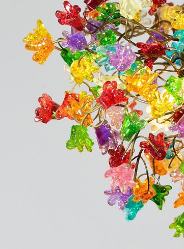 Rainbow Flower Chandelier: Handmade Resin Floral Ceiling Light