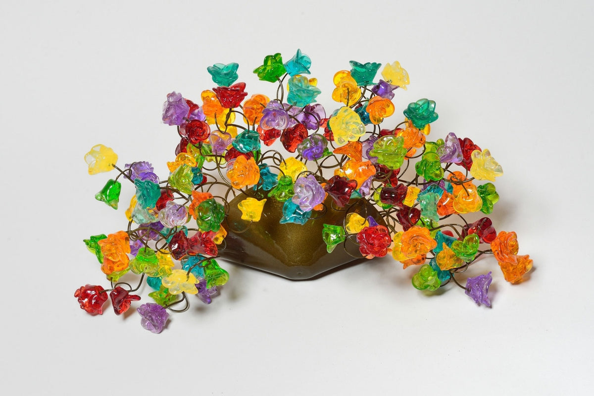 Resin Flower Wall Sconce: Colorful Handmade Up Light