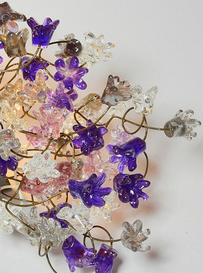 Handmade Resin Flower Wall Sconce: Gray & Purple Whimsical Lighting