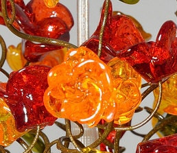 Pendant lighting, kitchen island lighting with warm color roses flowers.