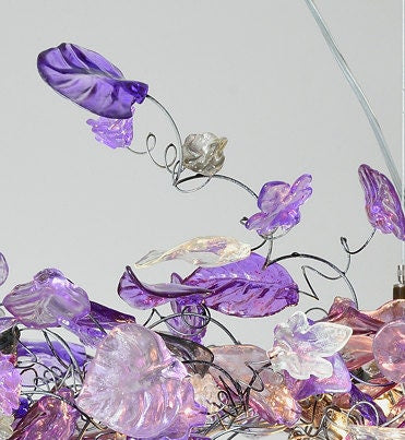 Violet Flower Chandelier: Large Resin Floral Hanging Light