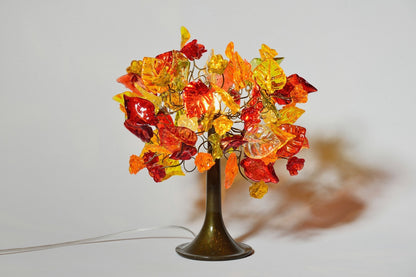 Table lamp, warm colors bedside table lamp, flowers and leaves desk lamp