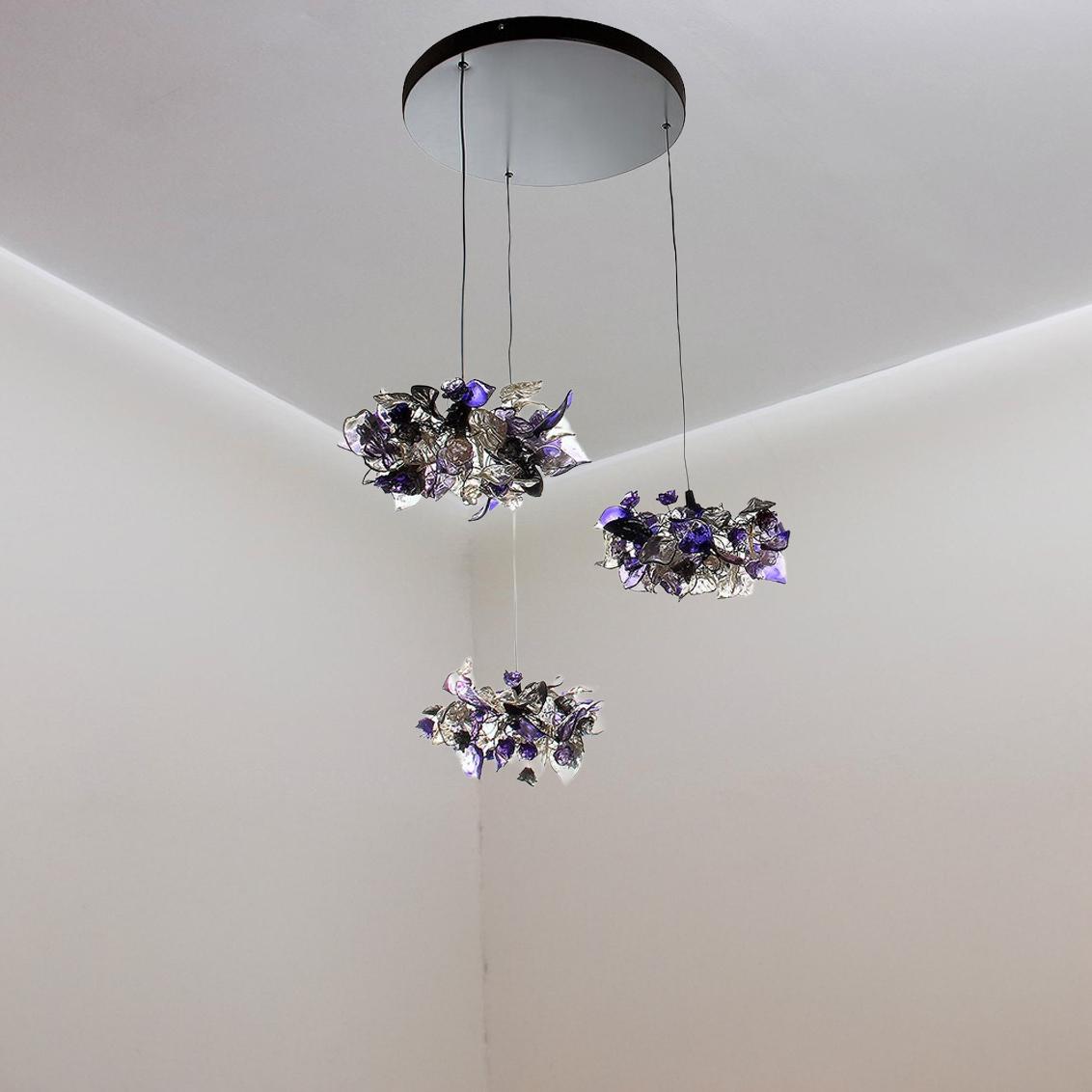 Island falls, Pendant Chandelier ceiling lighting, Ceiling light flowers and leaves round shape for Kitchen Island Dining Room.