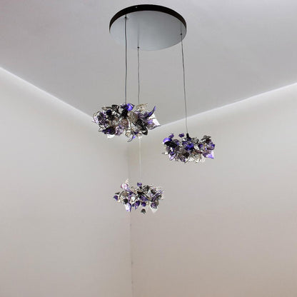 Island falls, Pendant Chandelier ceiling lighting, Ceiling light flowers and leaves round shape for Kitchen Island Dining Room.