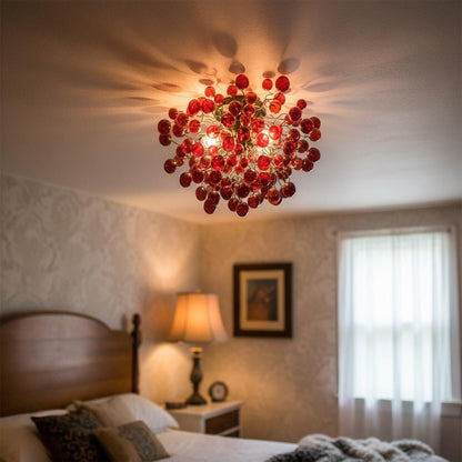 Flush mount ceiling light with Red Wine bubbles for entryway, bedroom, living room or toilet.