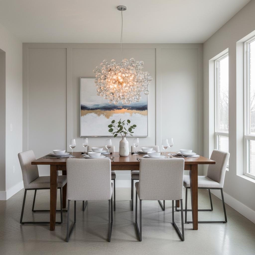 Modern Hanging chandeliers with Clear bubbles for Dining Room