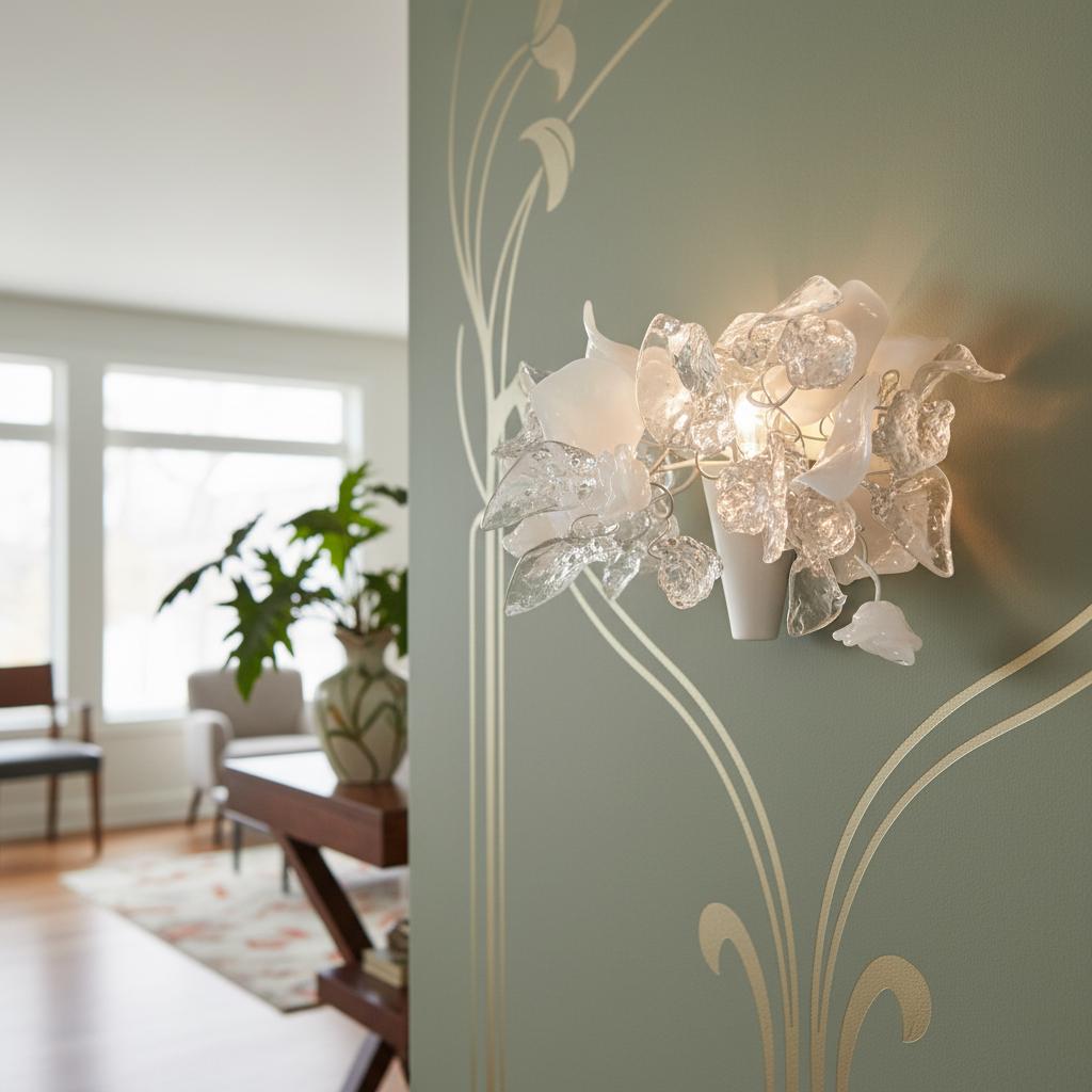 Resin Flower Bouquet Wall Sconce - White & Clear Bedroom Lighting
