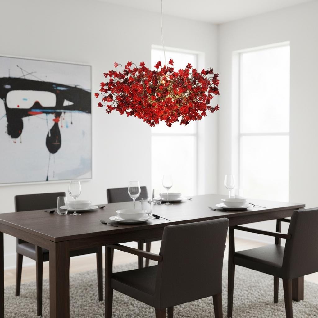 Red Light Fixture, modern Hanging chandeliers for Dining Room, living room, office or bedroom.