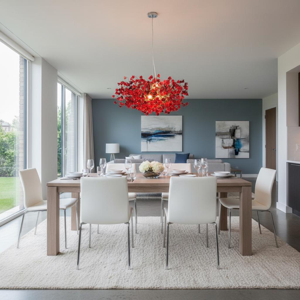 Red Light Fixture, modern Hanging chandeliers for Dining Room, living room, office or bedroom.