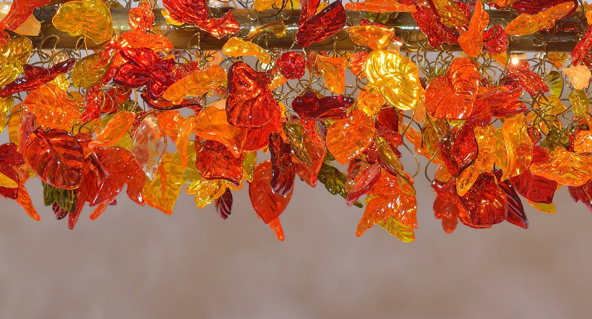 Floral & Leaves Resin Chandelier: Warm Tone Ceiling Light Decor