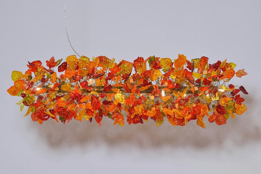 Floral & Leaves Resin Chandelier: Warm Tone Ceiling Light Decor