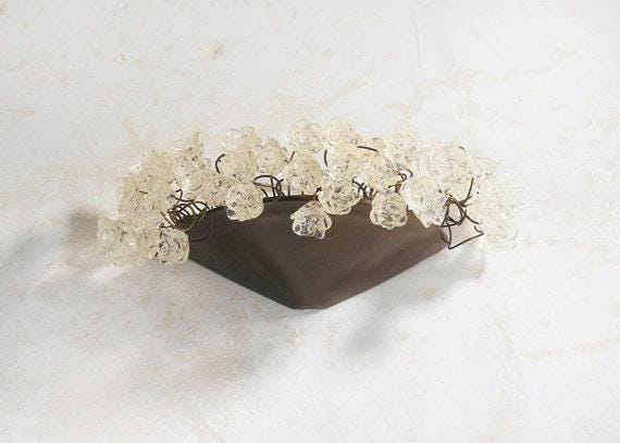 Clear Flower Wall Sconce Lighting: Bronze Plate Polyester Lamp