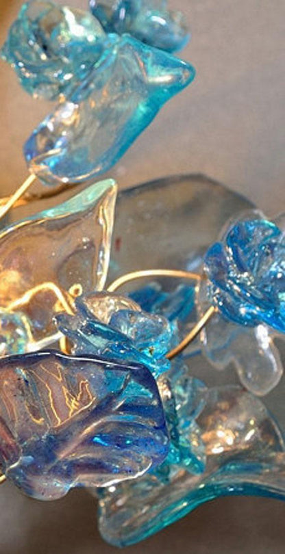 Blue Resin Flower Wall Sconce: Handmade Floral Wall Lighting