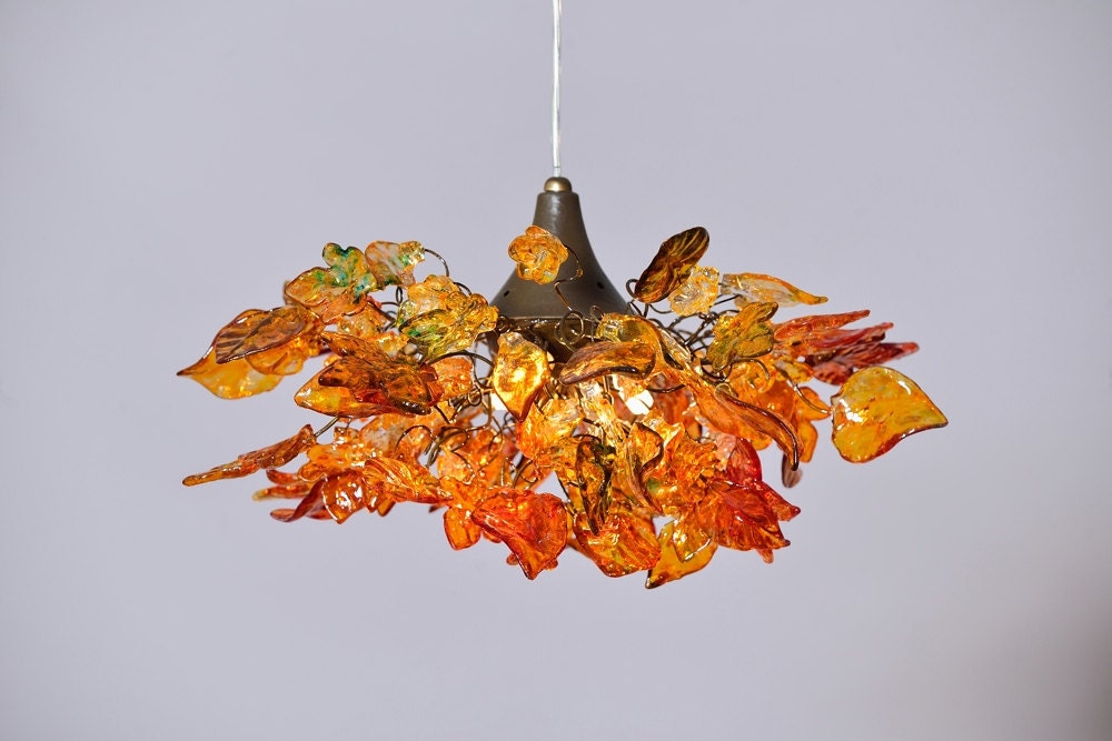 Orange Resin Flower Chandelier: Unique Hanging Light Fixture