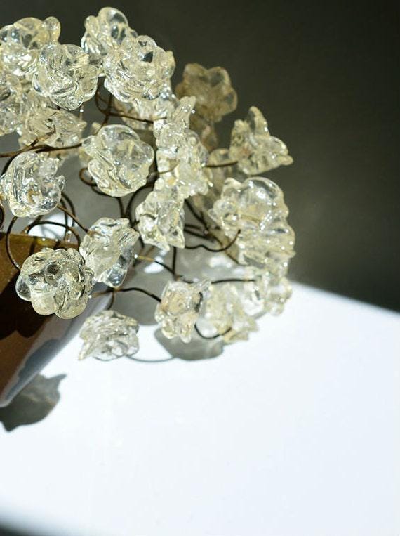 Clear Flower Wall Sconce Lighting: Bronze Plate Polyester Lamp