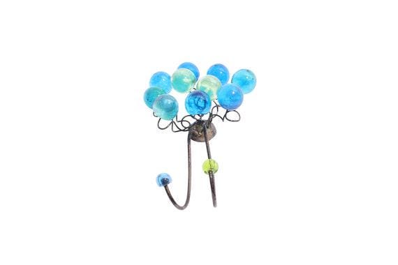 Wall Hook with sea colors resin bubbles, decorative wall hanger.
