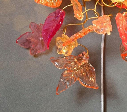 Double bouquet wall lamp - Sconces with flowers at pink orange color, handmade sconce