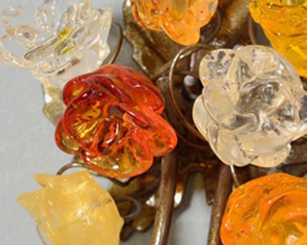 Wall Hook with natural resin flowers and cooper leaves, decorative wall hanger.