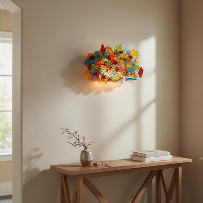 Up Sconce lighting with Rainbow flowers and leaves for hall, living room - decorative wall lamp