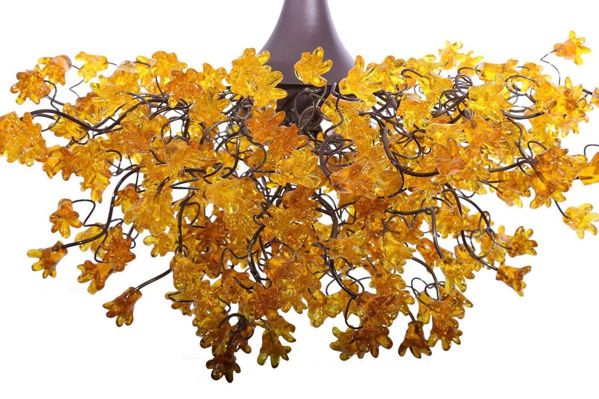 Yellow Chandeliers with flowers, yellow hanging lamp for living room