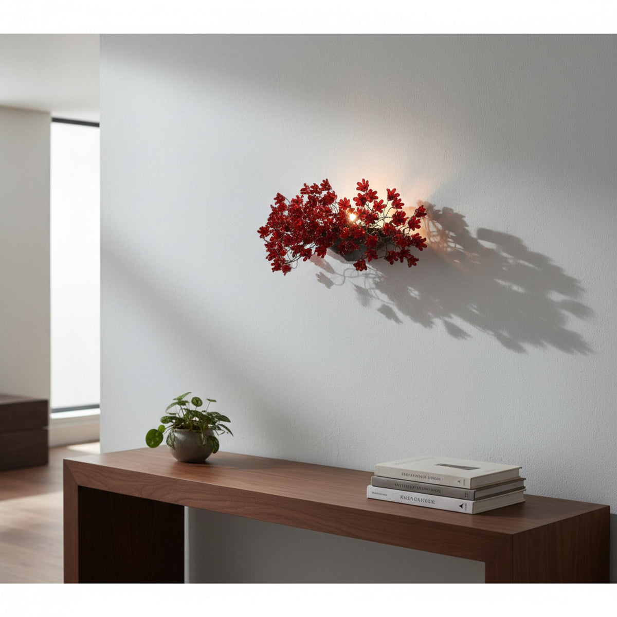 red up sconce lighting, Wall light lamp with elegant red flowers