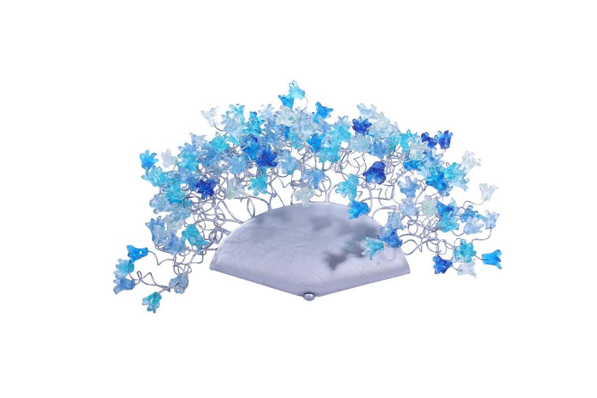 Gray Blue Floral Wall Sconce: Handmade Resin Up-Lighting Fixture