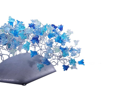 Gray Blue Floral Wall Sconce: Handmade Resin Up-Lighting Fixture