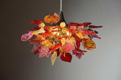 Floral Chandelier: Romantic Resin Flowers & Leaves Ceiling Light