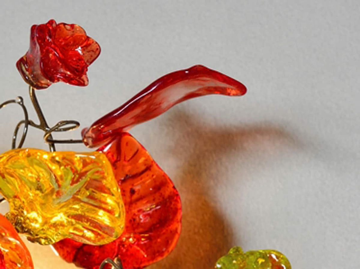 Autumn Red Orange Yellow Leaves Bronze Wall Lamp Sconce