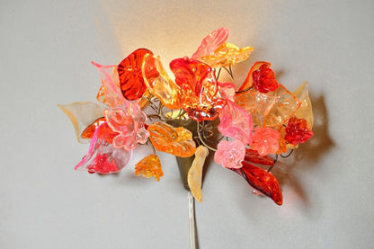 Floral Bouquet Wall Sconce: Resin Flowers & Leaves, Romantic Lighting