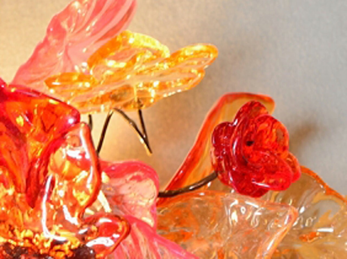 Floral Bouquet Wall Sconce: Resin Flowers & Leaves, Romantic Lighting