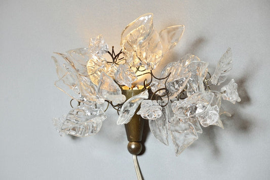 Resin Flower Plug-In Sconce: Clear Leaf Bedroom Lighting
