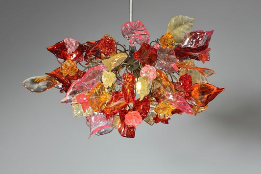 Floral Resin Ceiling Light: Colorful Flower & Leaf Pendant Lighting