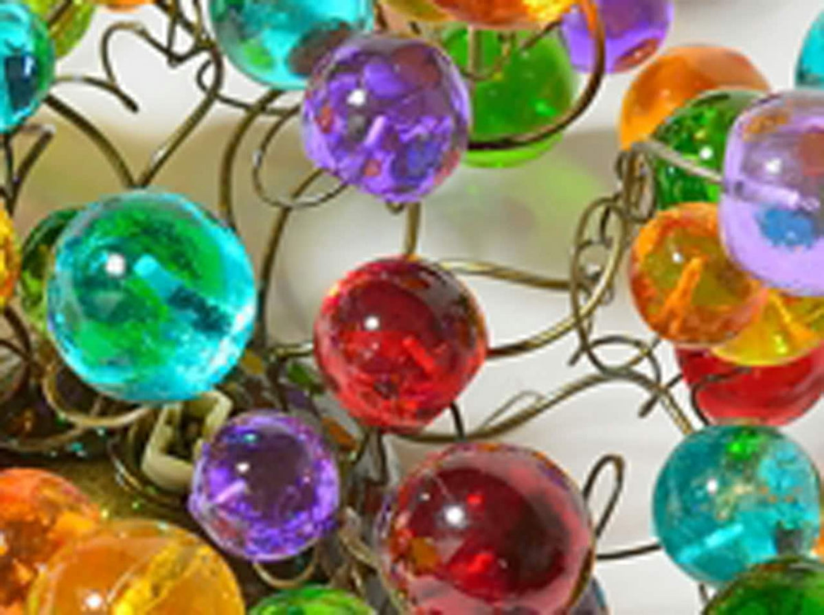 Modern Flush Mount Ceiling Light: Multicolored Resin Bubbles