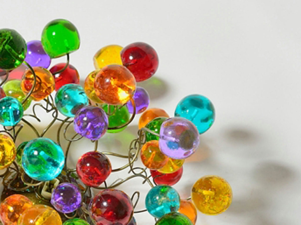 Modern Flush Mount Ceiling Light: Multicolored Resin Bubbles