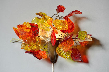 Autumn Red Orange Yellow Leaves Bronze Wall Lamp Sconce