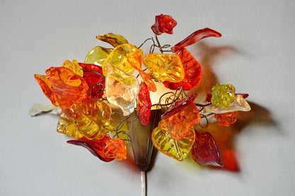 Floral Plug In Wall Sconce: Resin Flower Bouquet, Warm Color Lighting