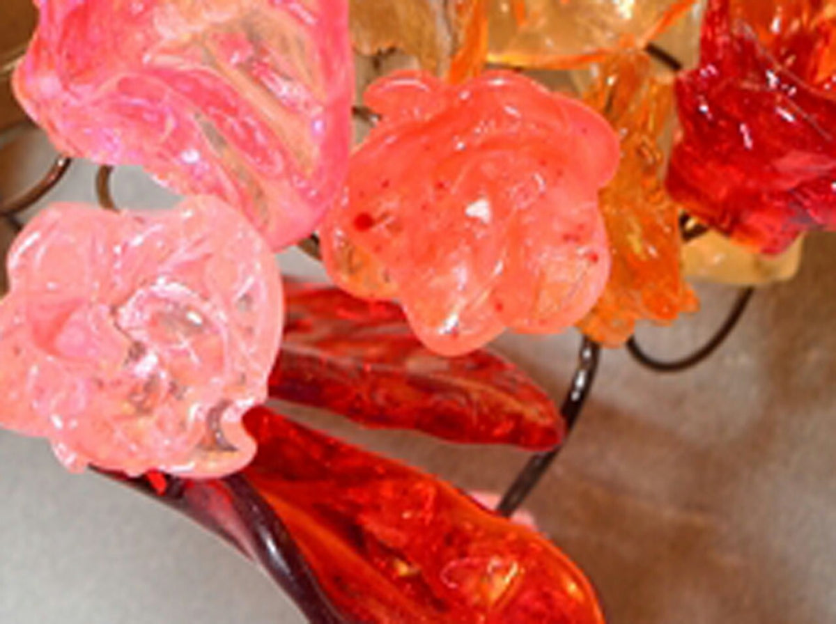 Floral Bouquet Wall Sconce: Resin Flowers & Leaves, Romantic Lighting