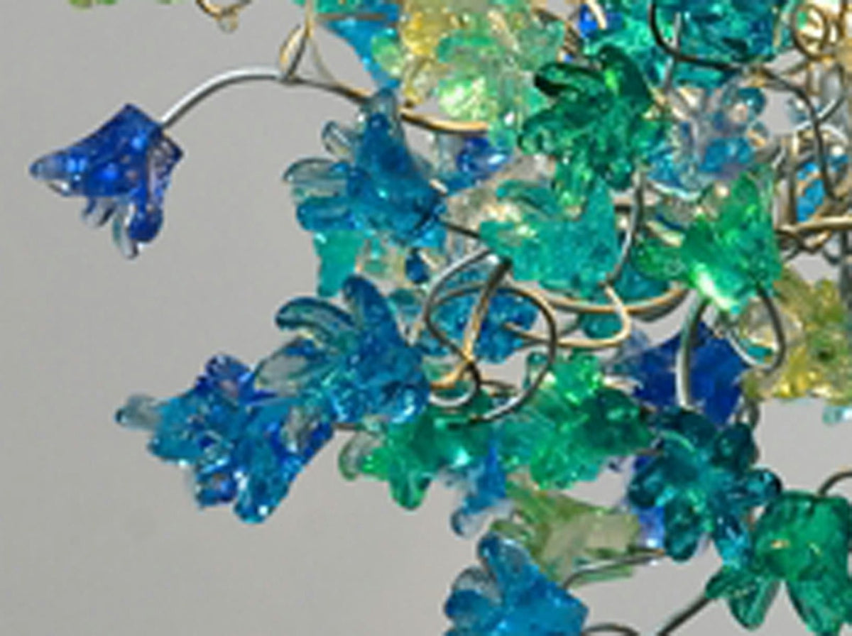 Table lamp, desk lamp with sea color flowers for bedside table, living room or children room, modern table lamp to your office.