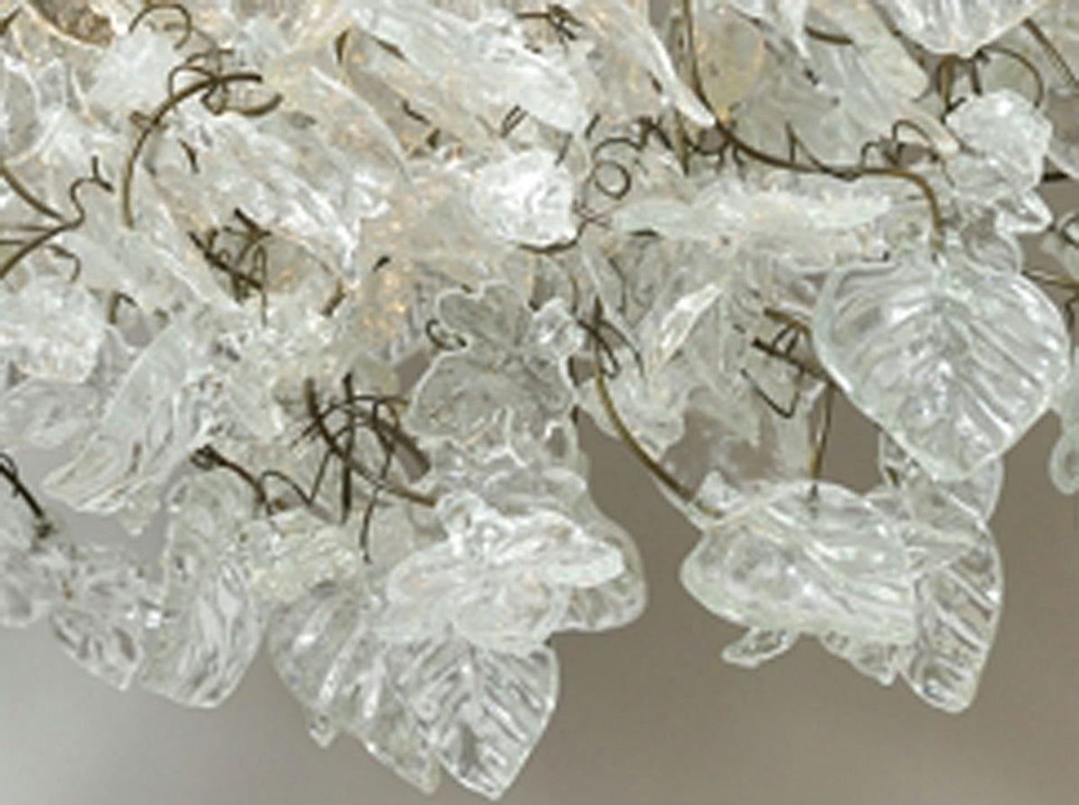 Hanging Chandeliers with transparent clear leaves and flowers for Dining Room