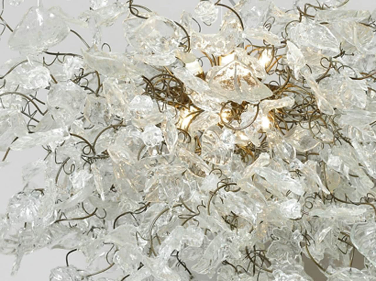 Hanging Chandeliers with transparent clear leaves and flowers for Dining Room