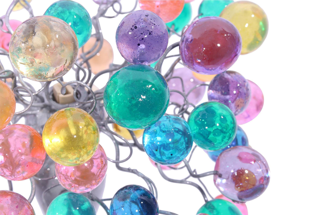 modern bedside lamp with pastel bubbles, unique table lamp, colorful bubbles light for desk or bedside table.