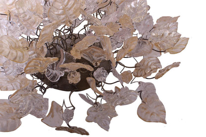 Bronze Sconce With Whimsical Resin Leaves In White & Gold